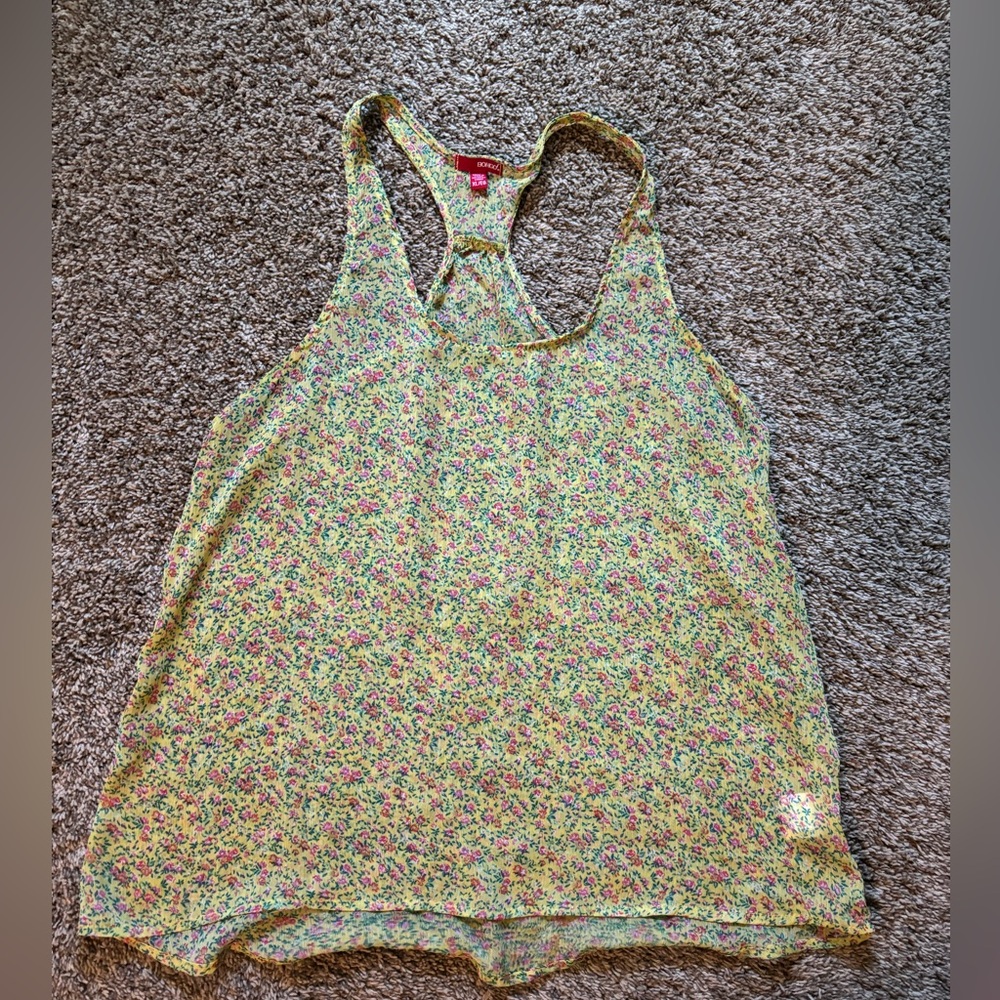Floral Racerback Tank Top - Yellow Multi